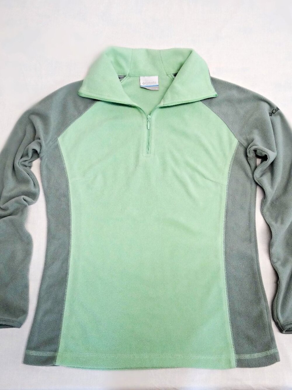 Columbia Women's S Two-Tone Quarter-Zip Fleece Lightweight Pullover Green